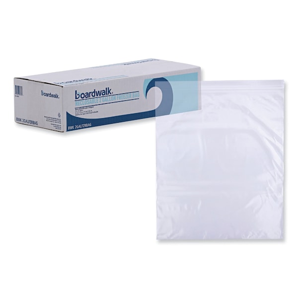 Boardwalk Reclosable Food Storage Bags, 2 gal, 2.7 mil, 13" x 15", Clear, PK100 BWK2GALFZRBAG - main